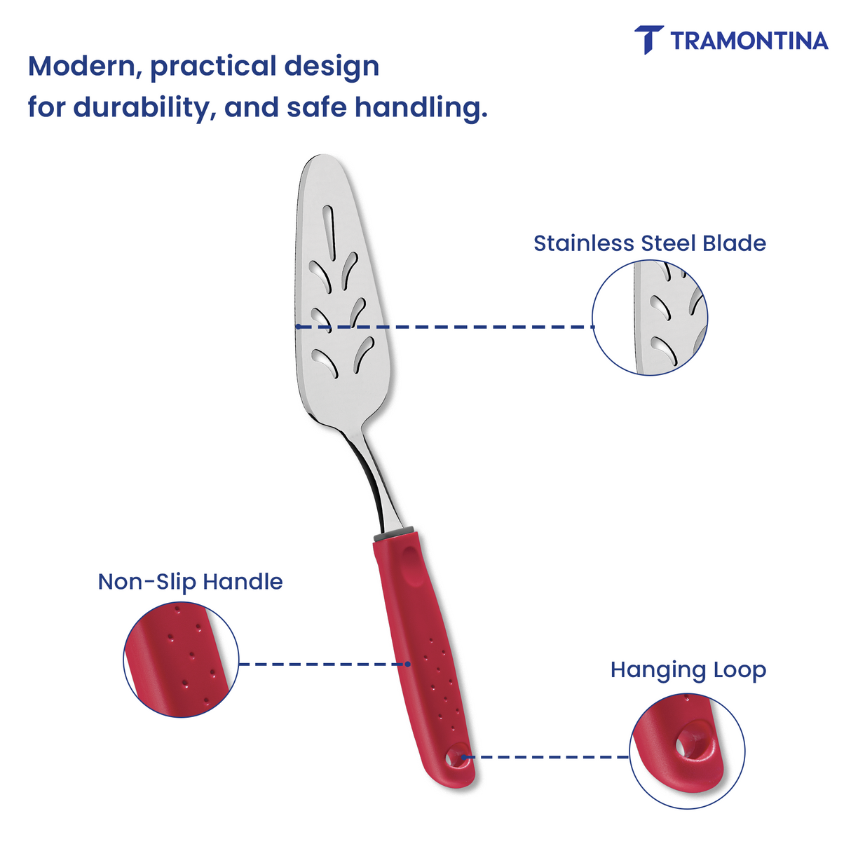Utilitá stainless steel cake spatula with red polypropylene handle