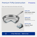 Aeion 24cm Stainless Steel Tri-Ply Fry Pan with SS Lid