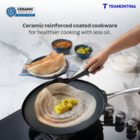 Tramontina India Fusao Ceramic reinforced 28cm Dosa Tawa with 3mm thickness, showing the non-stick cooking surface.