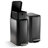 Trash Bin Set of 2 - 7.6 Litre (Each)  Stainless Steel Pedal Slim Rectagle - White (Copy)