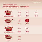 Tramontina India Bestow enameled cast iron 30cm red covered skillet, a durable fry pan with a lid for versatile cooking.