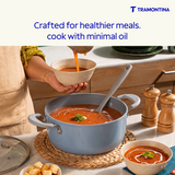 Tramontina Stella Biryani Pot 24 cm in blue, ceramic cookware with a lid, ideal for preparing flavorful biryani dishes.