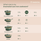 Tramontina India Bestow enameled cast iron round Dutch oven in cactus green, 5.2L, with a sturdy lid and heat-resistant handles.