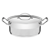 Professional Shallow Stainless Steel Casserole with Triple Bottom and Flat Lid, Satin Finish, 16 cm, 1.4 L
