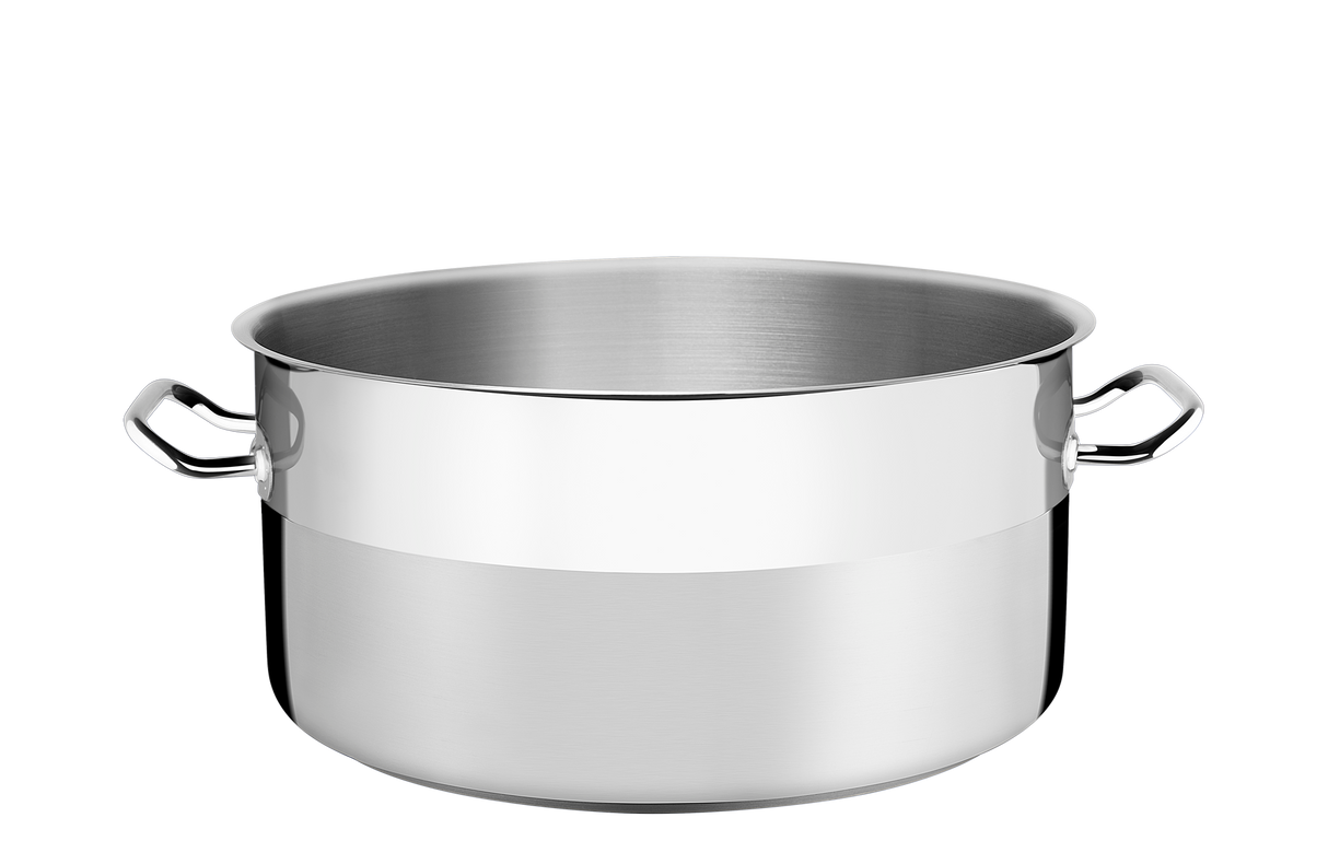 Professional Stainless Steel Shallow Casserole with Triple Bottom, without Lid, 40 cm, 23 L