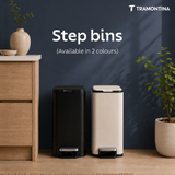 Trash Bin Set of 2 - 7.6 Litre (Each)  Stainless Steel Pedal Slim Rectagle - Black