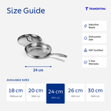 Aeion 24cm Stainless Steel Tri-Ply Fry Pan with SS Lid