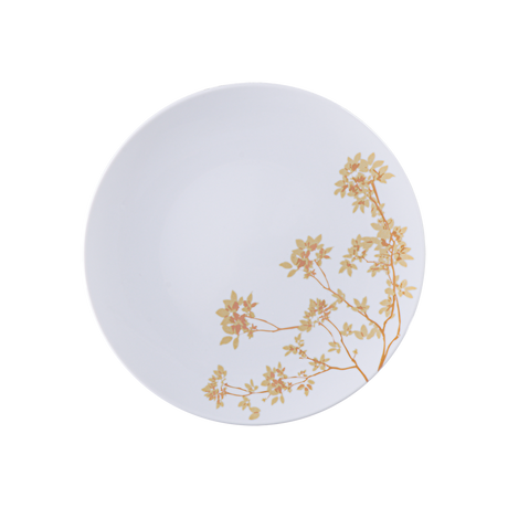Porcelain decorated dinner plate with floral design, Tramontina 28 cm size, featuring intricate patterns on a white background.