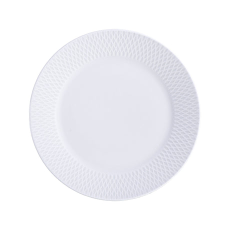 Tramontina Alvorada porcelain dinner plate, 30.5 cm diameter with a smooth white glazed surface and elegant edge detail.