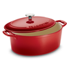 Bestow Enameled Cast Iron Oval Dutch Oven - 6.6L (Gradated Red)