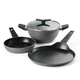 Chroma Forged Cookware Set Ceramic Reinforced of 4 Fry Pan 20 cm, DosaTawa 28 & Kadai 22 Grey