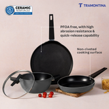 Chroma Forged CK Set of 4 Fry Pan 20 cm, DosaTawa 28 & Kadai 22 Grey