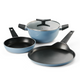 Chroma Forged Cookware Set Ceramic Reinforced of 4 Fry Pan 20 cm, Dosa Tawa 28 & Kadai 22 Blue
