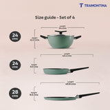 Aura Ceramic Reinforced Non-Stick Cookware Set – 4 Pieces (Sea Green)