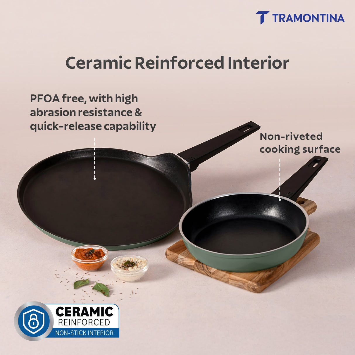 Aura Ceramic Reinforced Non-Stick Cookware Set – 2 Pieces (Sea Green)