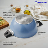 Aura Ceramic Reinforced Non-Stick Extra Deep Kadai with Lid – 28 cm/ 5.6L (Blueberry)