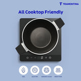 Aura Ceramic Reinforced Non-Stick Extra Deep Kadai with Lid – 28 cm/ 5.6L (Blueberry)