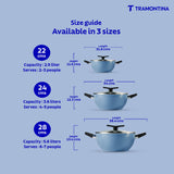 Aura Ceramic Reinforced Non-Stick Extra Deep Kadai with Lid – 28 cm/ 5.6L (Blueberry)