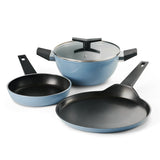 Aura Ceramic Reinforced Non-Stick Cookware Set – 4 Pieces (Blueberry)