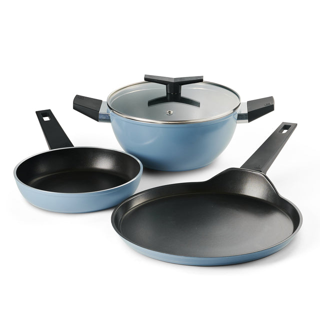 Aura Ceramic Reinforced Non-Stick Cookware Set – 4 Pieces (Blueberry)