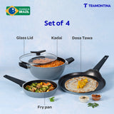 Aura Ceramic Reinforced Non-Stick Cookware Set – 4 Pieces (Blueberry)