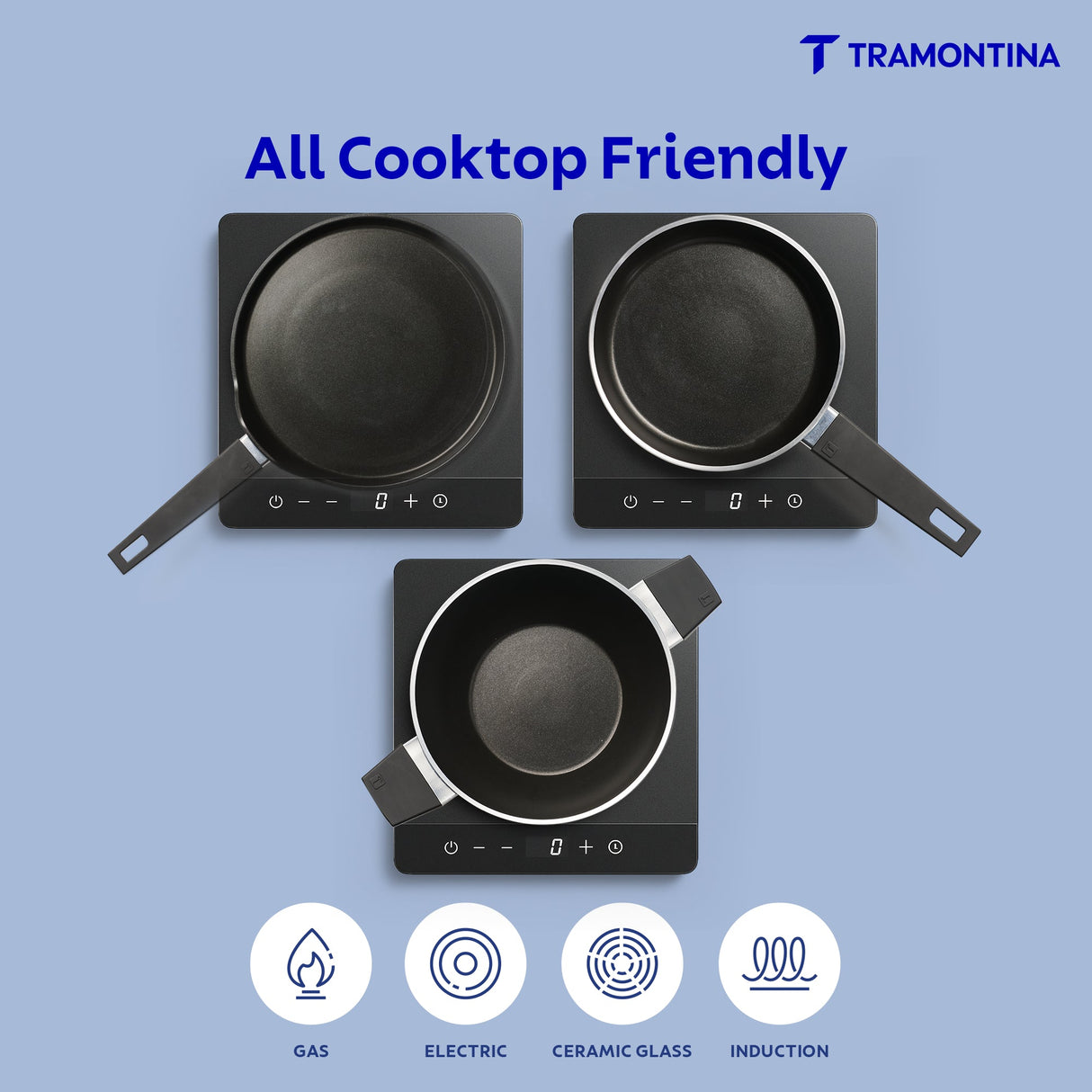 Aura Ceramic Reinforced Non-Stick Cookware Set – 4 Pieces (Blueberry)