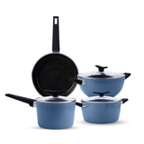Aura Ceramic Reinforced Non-Stick Cookware Set – 7 Pieces (Blueberry)