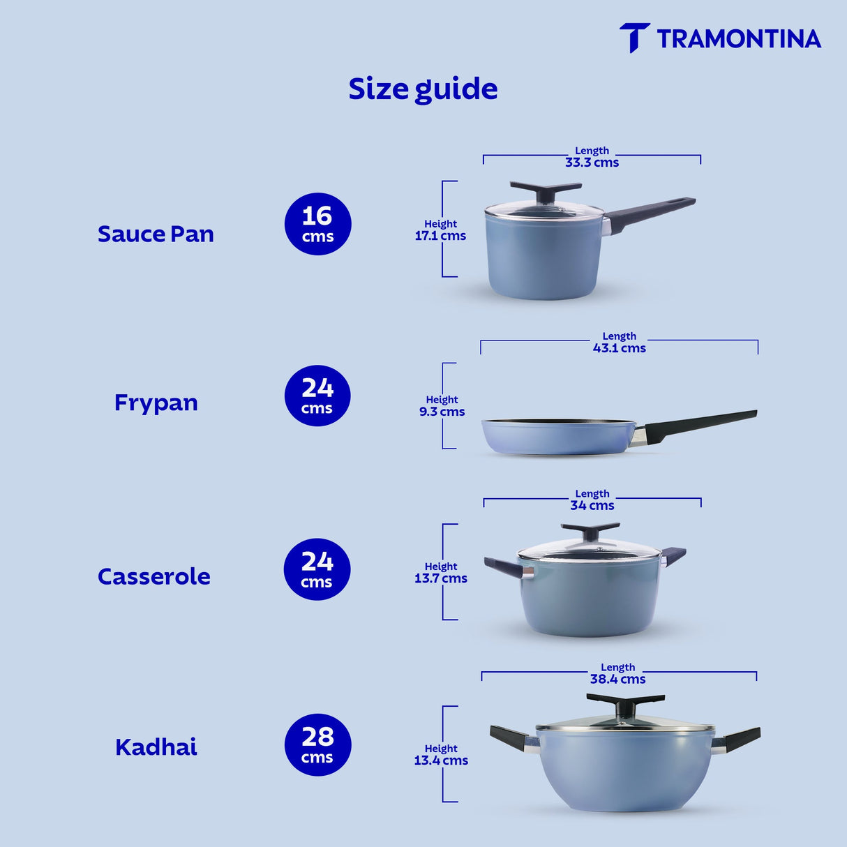 Aura Ceramic Reinforced Non-Stick Cookware Set – 7 Pieces (Blueberry)