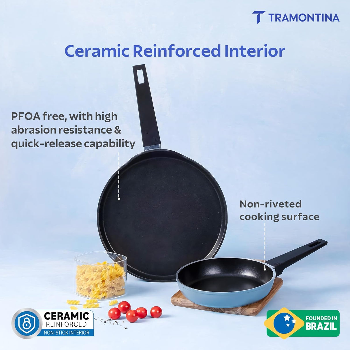 Aura 2 Piece Non-Stick Cookware Set Ceramic Reinforced Coating – (Blueberry)