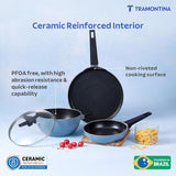 Aura 4 Piece Non-Stick Cookware Set Ceramic Reinforced Coating – (Blueberry)