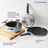 Aura 4 Piece Non-Stick Cookware Set Ceramic Reinforced Coating – (Blueberry)