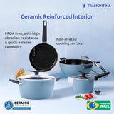 Aura 7 Piece Non-Stick Cookware Set Ceramic Reinforced Coating – (Blueberry)