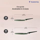 Sea green Tramontina India Aura 28cm non-stick dosa tawa with ceramic reinforced coating, ideal for making crispy dosas.