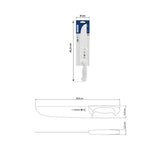 White 8-inch Tramontina India chef knife with stainless steel blade and ergonomic handle for precise slicing and chopping.