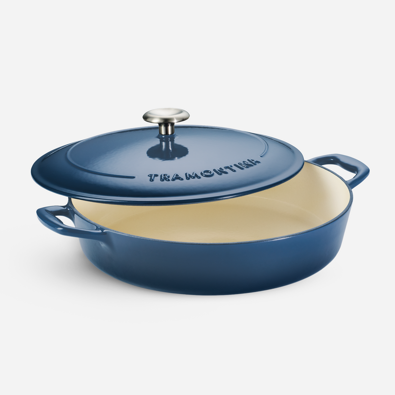 Bestow Enameled Cast Iron Round Braiser - 3.8L (Medium Blue)