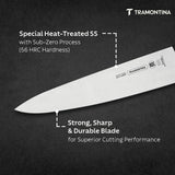Black Tramontina India 25cm professional chef knife with a sharp, ergonomic handle and stainless steel blade for precise cutting.
