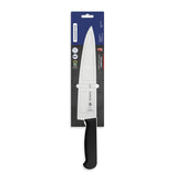 Black Tramontina India 10-inch professional chef knife with a sleek handle and sharp blade for precise meat and culinary cuts.