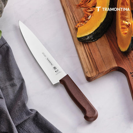 Brown Tramontina India 15cm professional chef knife with a sharp blade and ergonomic handle, ideal for precise meat cutting.