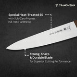 Tramontina India professional 25cm brown chef knife with sharp stainless steel blade for precise meat and culinary prep.