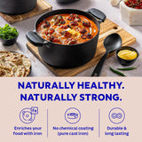 20cm Tramontina India pre-seasoned cast iron casserole with heat-resistant silicone grip, showcasing its durable design.