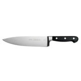 Century Chefs Knife 20 cm Tramontina India, black stainless steel kitchen knife with ergonomic handle for precise cutting.