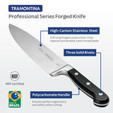 Black Century Chefs Knife by Tramontina India, 20 cm / 8-inch kitchen knife with sharp blade and ergonomic handle.