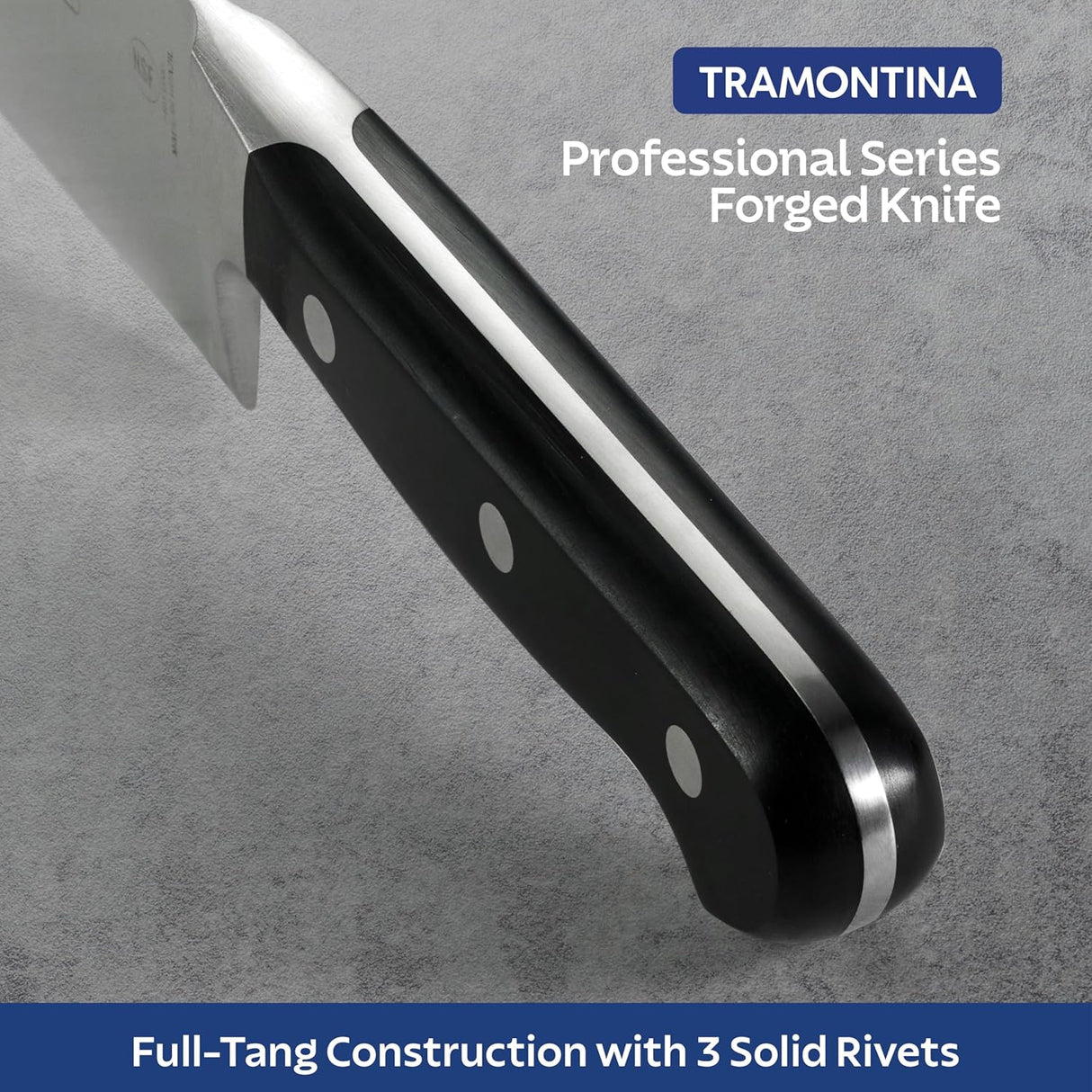 Century Chefs Knife 20 cm black from Tramontina India, stainless steel kitchen knife with ergonomic black handle.