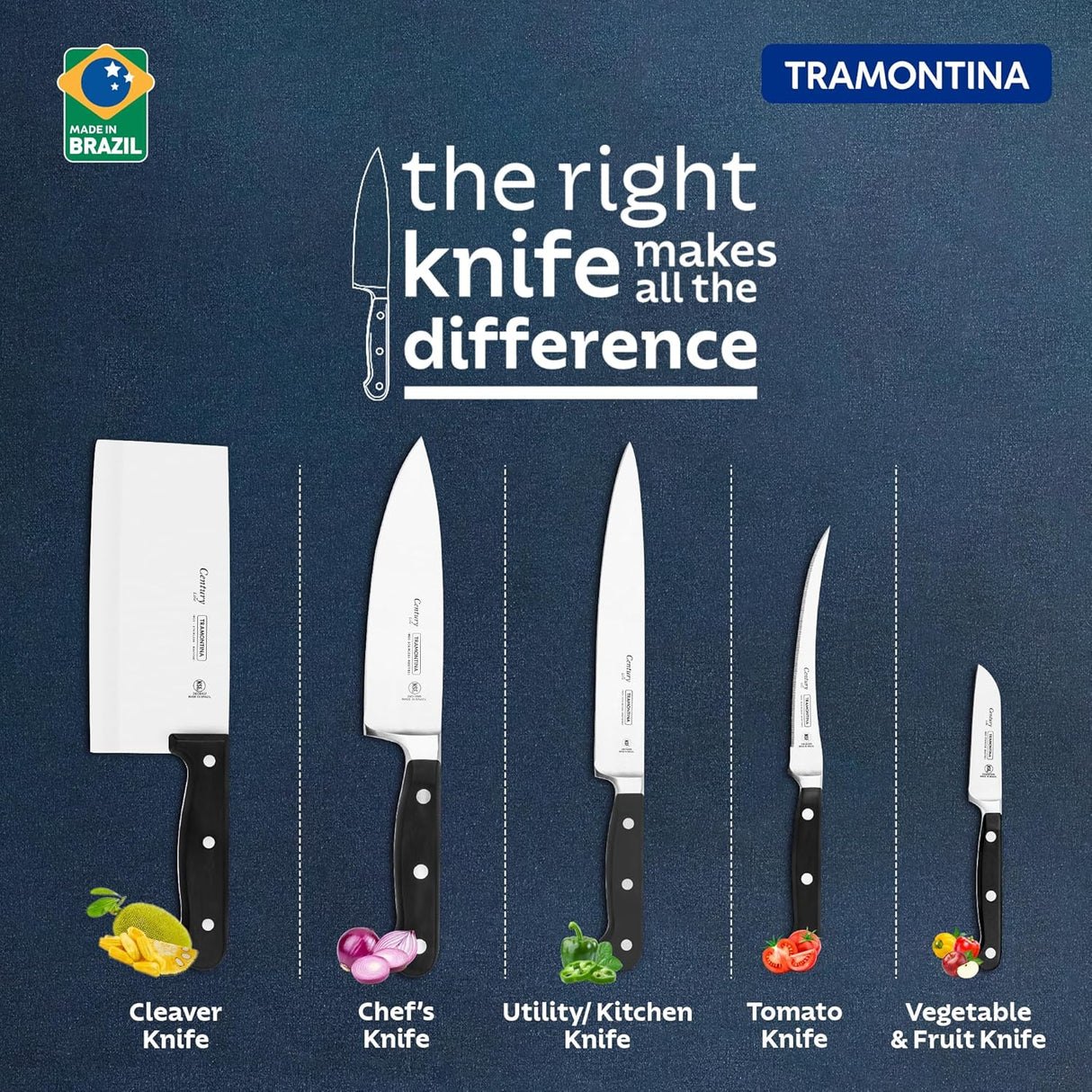 Century stainless steel utility knife with a 6-inch blade from Tramontina India, featuring a comfortable handle and sharp cutting edge.