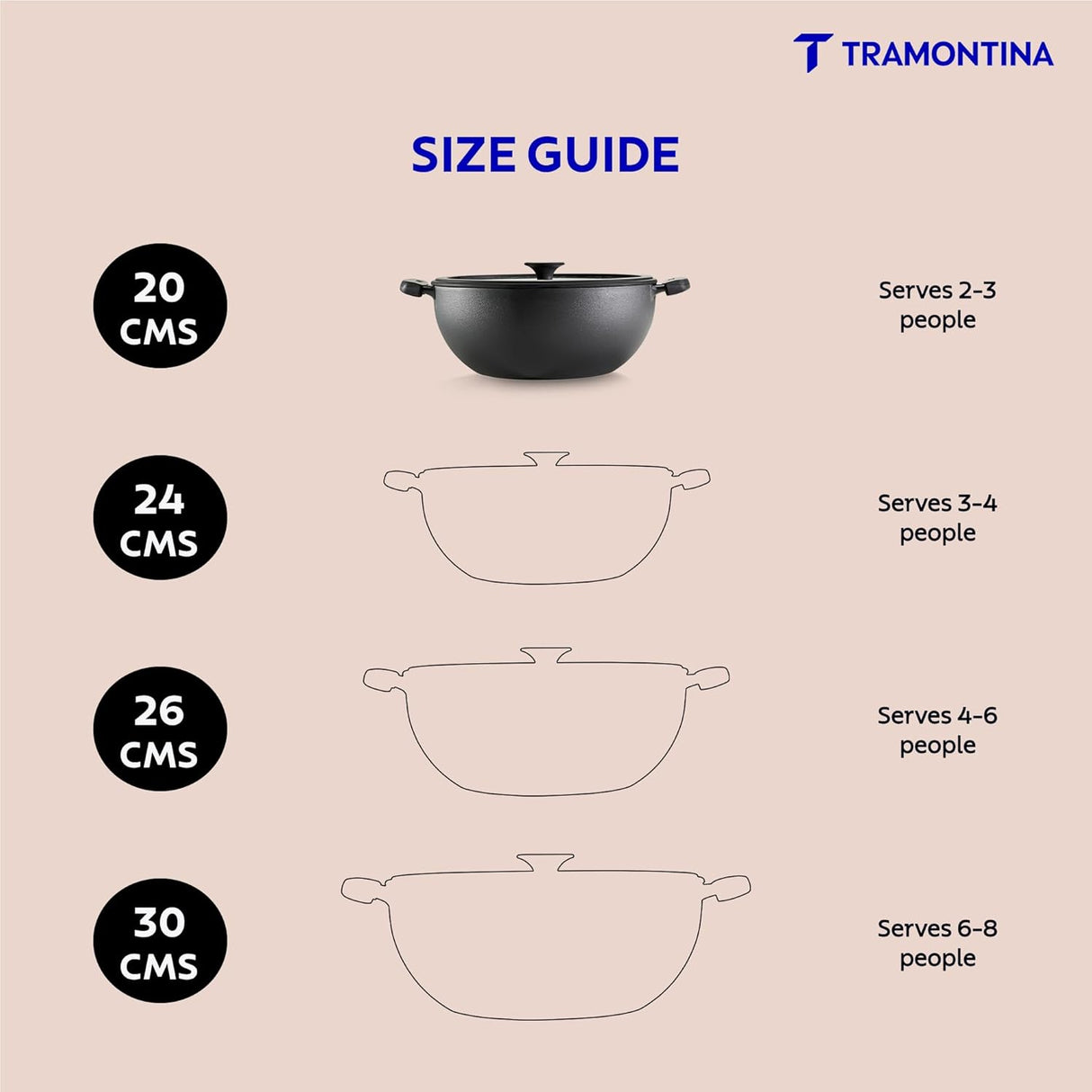 Titanex 20cm Pre-Seasoned Cast Iron Extra Deep Kadai with Heat Resistant Silicone Grip – 2.3L