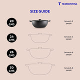 Titanex 20cm Pre-Seasoned Cast Iron Extra Deep Kadai with Heat Resistant Silicone Grip – 2.3L