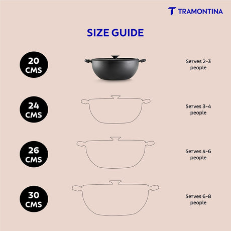 Titanex 20cm Pre-Seasoned Cast Iron Extra Deep Kadai with Heat Resistant Silicone Grip – 2.3L