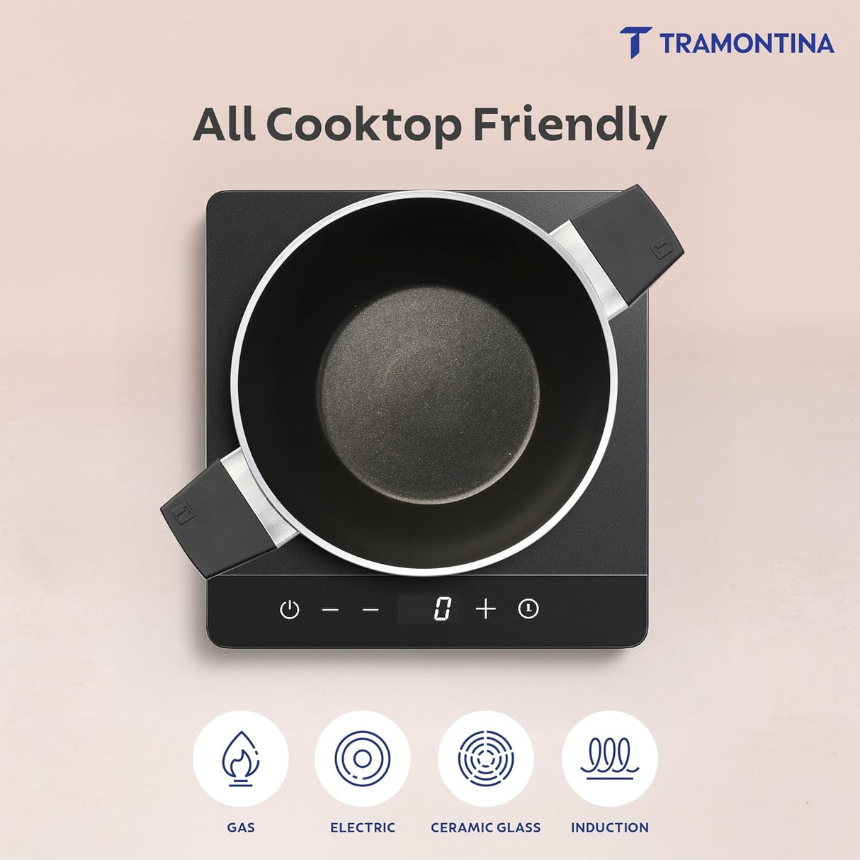 Aura 24cm Non-Stick Extra Deep Kadai Ceramic Reinforced Coating with Glass Lid – 3.6L (Sea Green)