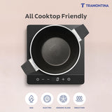 Aura 22cm Non-Stick Extra Deep Kadai Ceramic Reinforced Coating with Glass Lid – 2.9L (Sea Green)