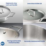 Aeion 40cm Stainless Steel Tri-Ply Extra Deep Kadai with SS Lid - 14.3L